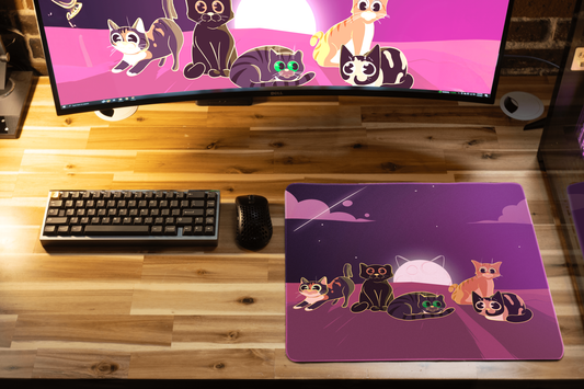 "Purrfect Evening" Dooley Noted XL gaming deskmat — Epic Desk