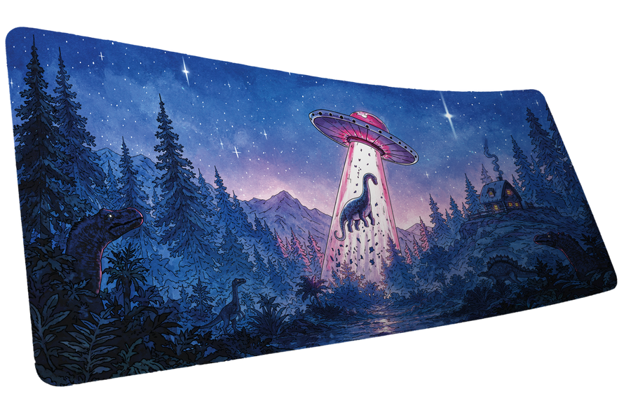 "Dino Abduction" Keenling XL gaming deskmat — Epic Desk