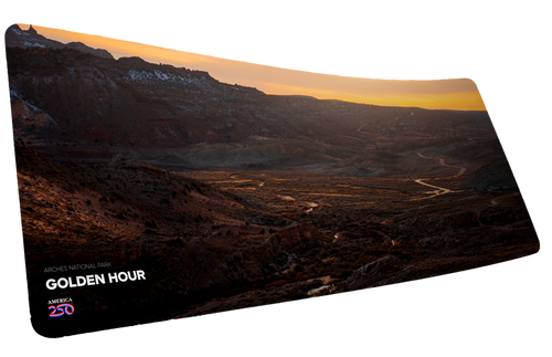 "Golden Hour from Delicate Arch" — America 250 Deskmat