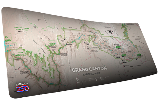 "Grand Canyon Map (Green)" National Park Maps XL gaming deskmat — Epic Desk