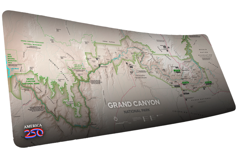 "Grand Canyon Map (Green)" National Park Maps XL gaming deskmat — Epic Desk
