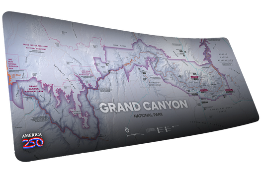 "Grand Canyon Map (Purple)" America 250 XL gaming deskmat — Epic Desk