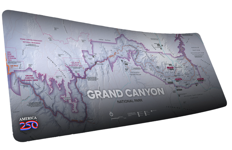 "Grand Canyon Map (Purple)" America 250 XL gaming deskmat — Epic Desk