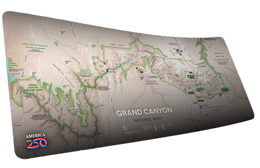 "Grand Canyon Map (Green)" National Park Maps XL gaming deskmat — Epic Desk