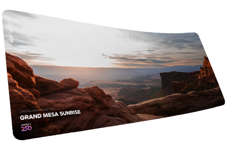 "Grand Mesa Sunrise" America 250 XL gaming deskmat — Epic Desk