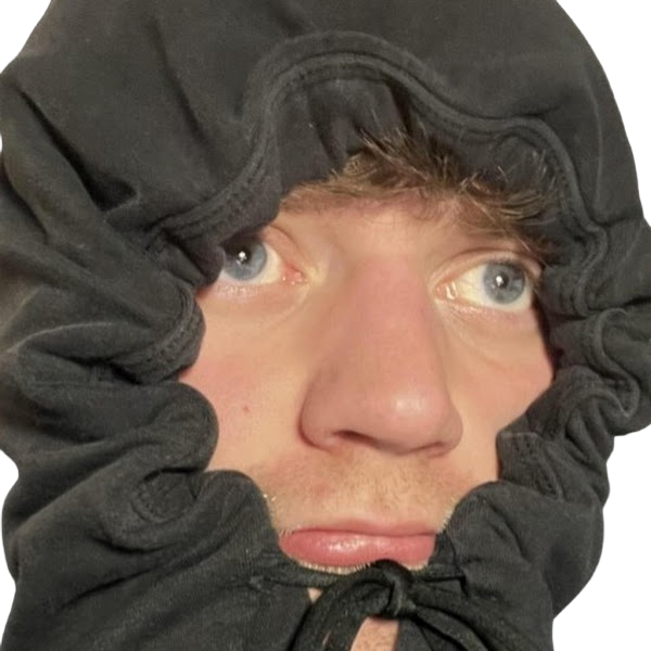Jakk wearing a black hood for the Frost Hold desk mat testimonial