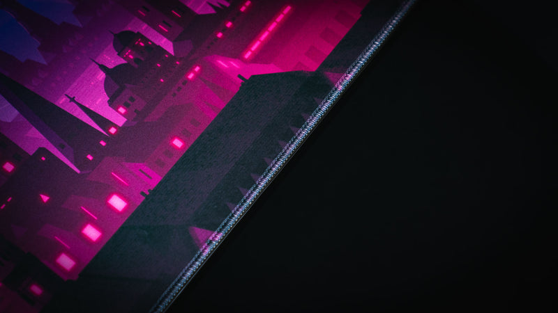 Chroma Kingdom deskmat stitched edge and printed surface detail