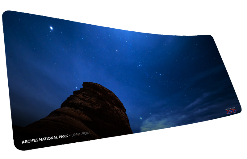 "Night Sky from the Death Bowl" America 250 XL gaming deskmat — Epic Desk