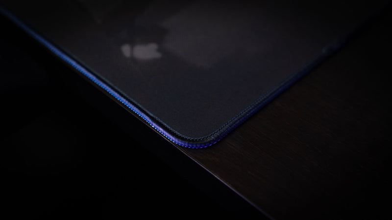 Close view highlighting the film-like texture and tonal detail of the Fender desk mat