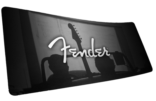Fender Family Night Out 1954 XXL desk mat with a vintage family scene and silhouetted guitar