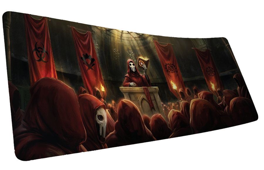 "Crimson Convocation" Pravus XL gaming deskmat — Epic Desk