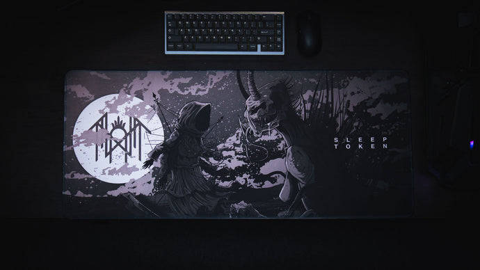 Close-up of high-resolution artwork printed on a deskmat