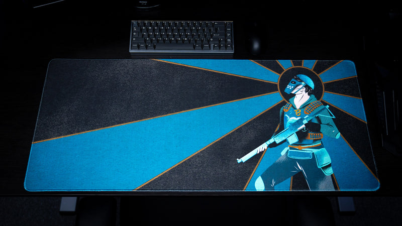 Blooprint Solo's Journey deskmat — Black, setup