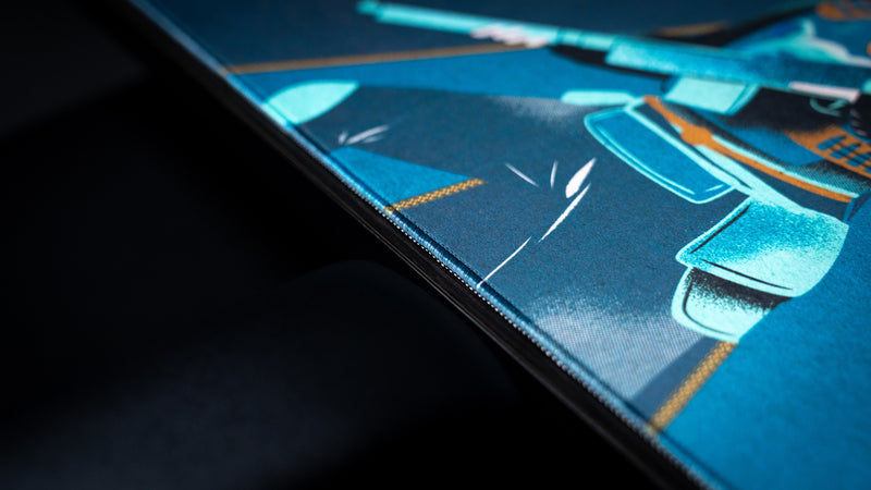 Blooprint Solo's Journey deskmat — Navy, setup