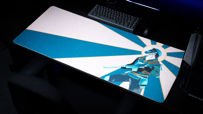 Blooprint Solo's Journey deskmat — White, detail