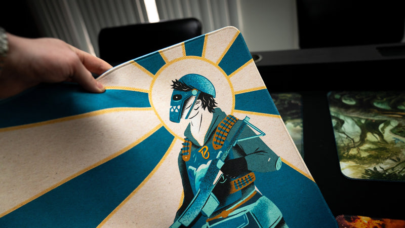 Blooprint Solo's Journey playmat — White, close up