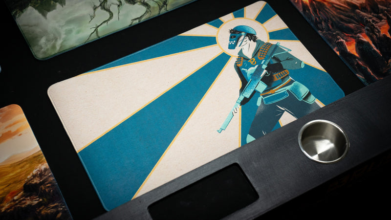Blooprint Solo's Journey playmat — White, on table