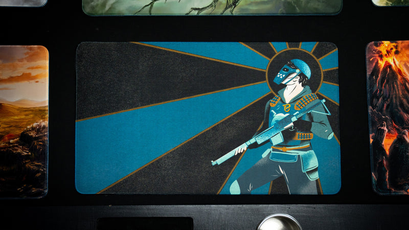 Blooprint Solo's Journey playmat — Black, full design