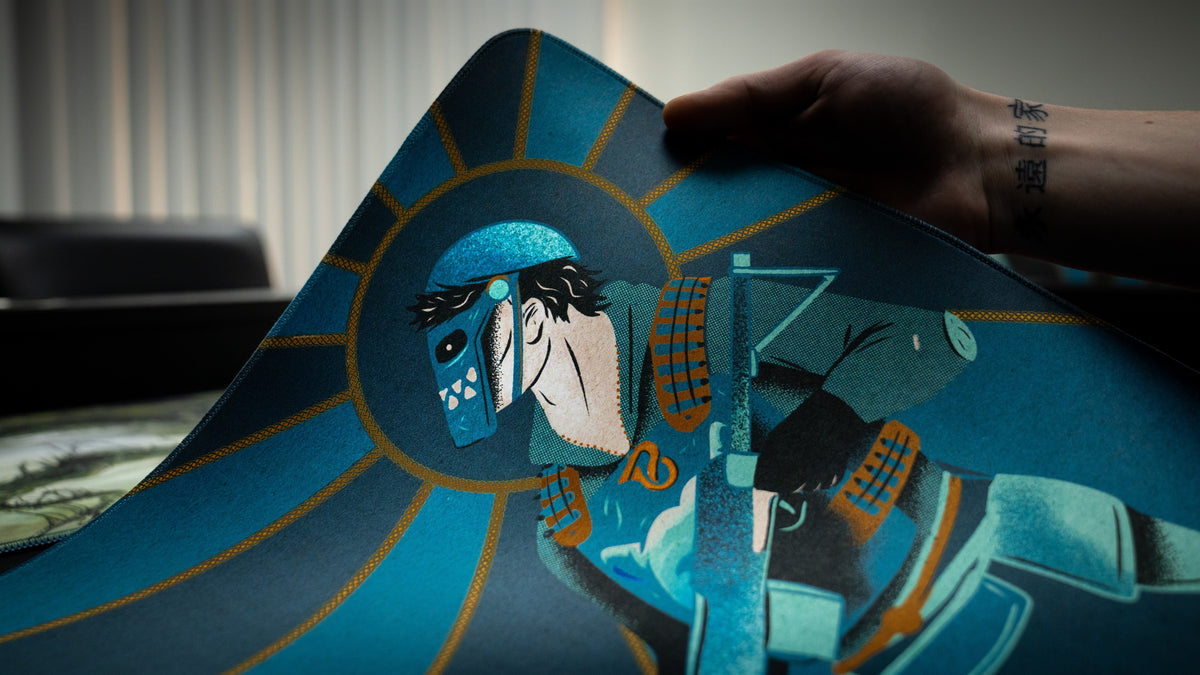 Blooprint Solo's Journey playmat — Navy, art close up