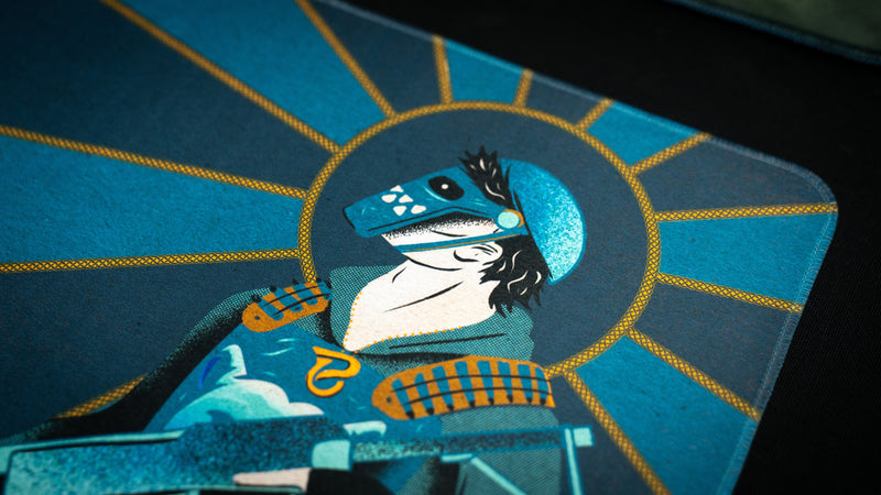 Blooprint Solo's Journey playmat — Navy, art detail