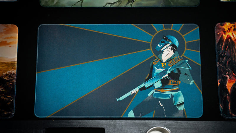 Blooprint Solo's Journey playmat — Navy, full design