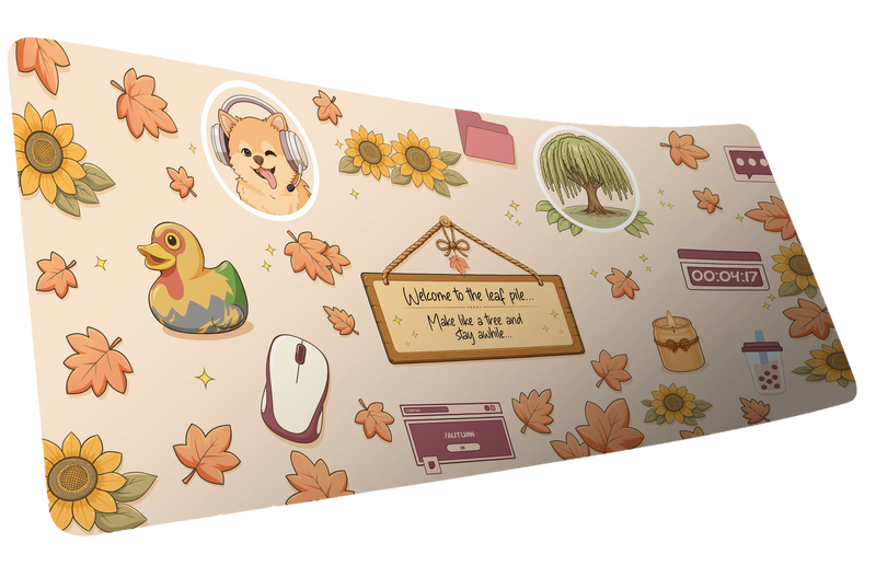 "Welcome to the Leaf Pile" Autumn XL gaming deskmat — Epic Desk