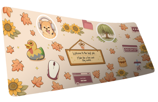 "Welcome to the Leaf Pile" Autumn XL gaming deskmat — Epic Desk