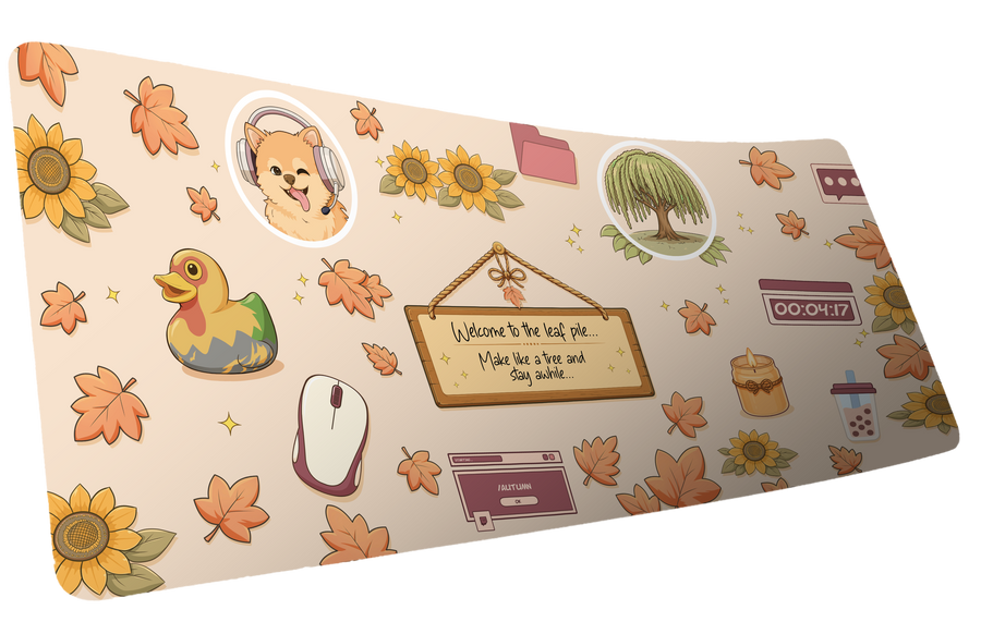 "Welcome to the Leaf Pile" Autumn XL gaming deskmat — Epic Desk