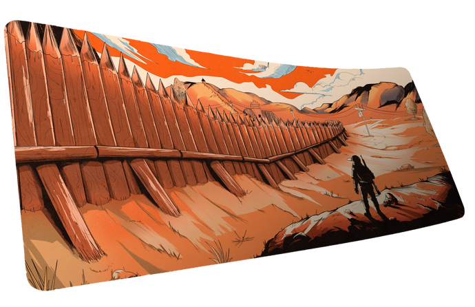 Close-up of high-resolution artwork printed on a deskmat
