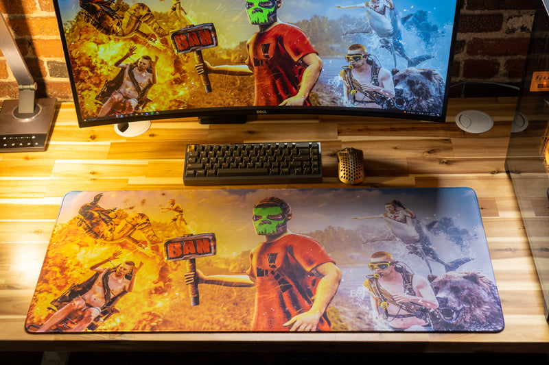 "Camomo_10 - THE BANHAMMER" Rust XL gaming deskmat — Epic Desk