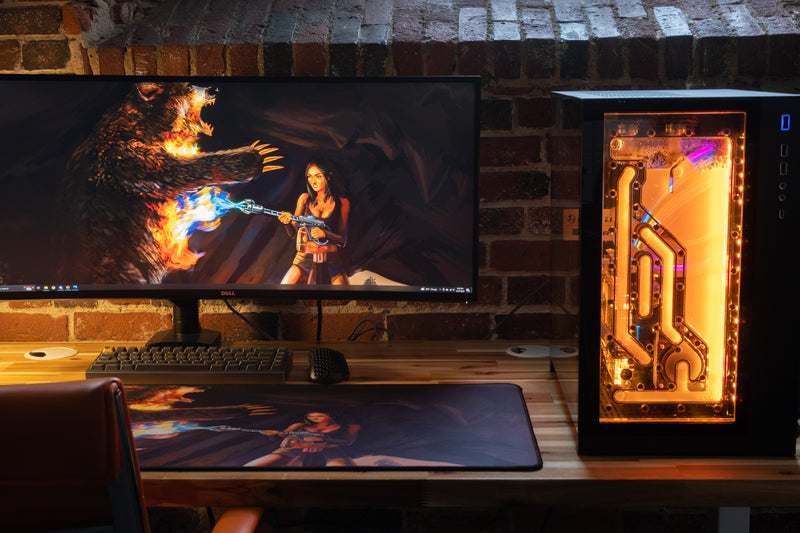"Flamethrower Queen" — Rust Deskmat