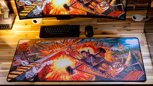 "Fly Guy" Rust XL gaming deskmat — Epic Desk